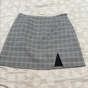 Wayf Betty Plaid Miniskirt Gray and Black Asymmetrical A-Line Mini Skirt. Size S